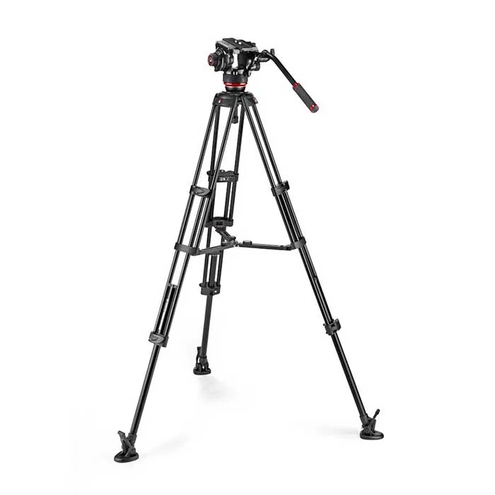 Manfrotto Kit video con trípode alumino Twin + rótula 504X. Estab. media altura 3 tripode para camara