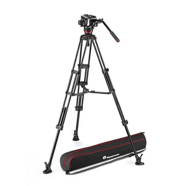 Manfrotto Kit video con trípode alumino Twin + rótula 504X. Estab. media altura 4 tripode para camara