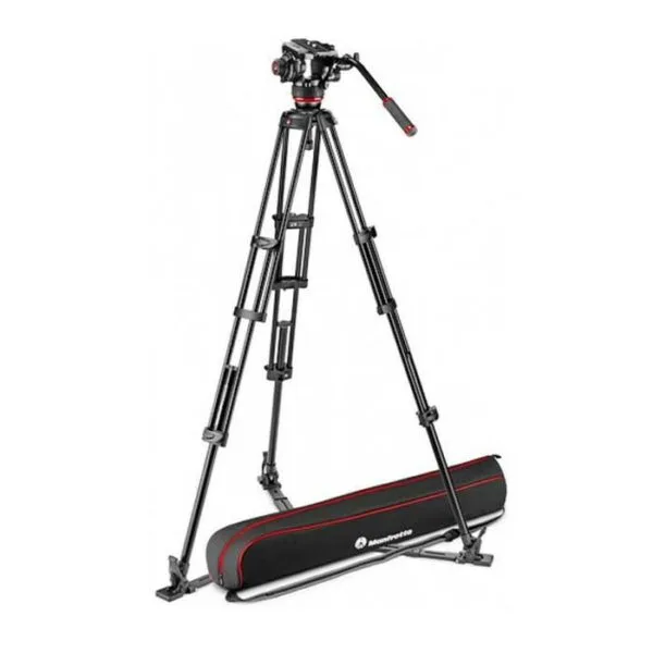 Manfrotto Kit video con trípode alumino Twin + rótula 504X. Estab. ras de suelo 3 tripode para camara