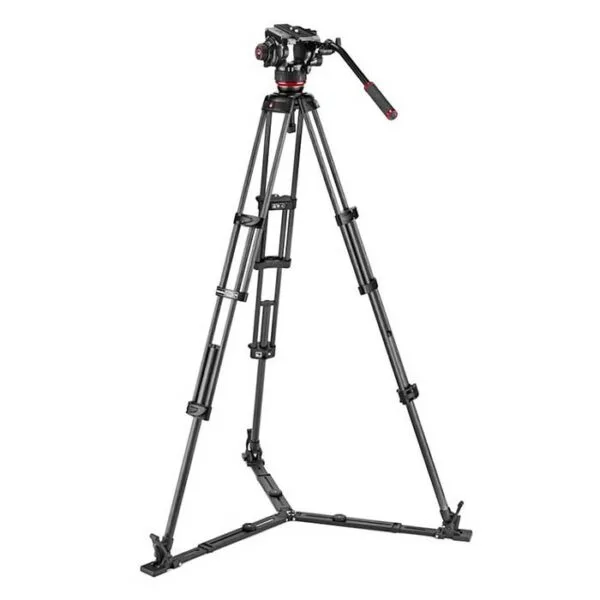 Manfrotto Kit video con trípode carbono Twin + rótula 504X. Estab. ras de suelo 4 tripode para video