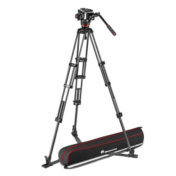 Manfrotto Kit video con trípode carbono Twin + rótula 504X. Estab. ras de suelo 6 tripode para video
